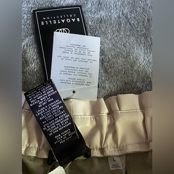 BAGATELLE COLLECTION Bone Paperbag Waist Pants Sz L - Picture 6 of 13